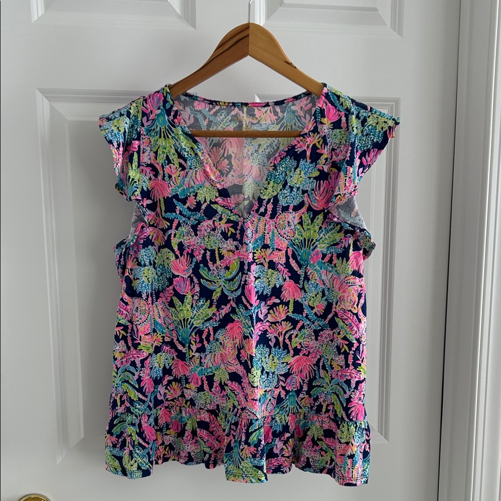 Lilly Pulitzer Pink and Blue Floral Blouse